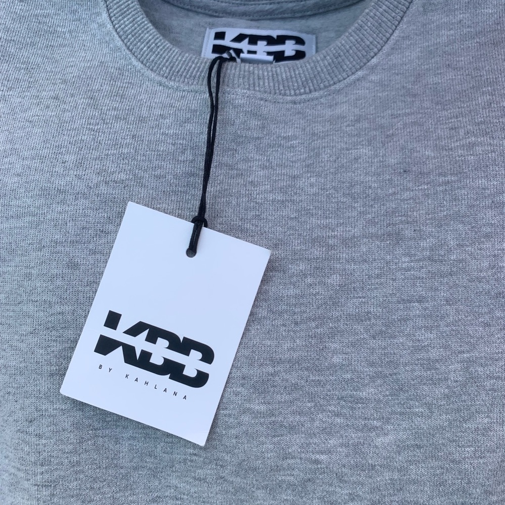 NWT KBB by Kahlana long sleeves double layer Crewneck heather Gray Sweatshirt - Picture 8 of 9